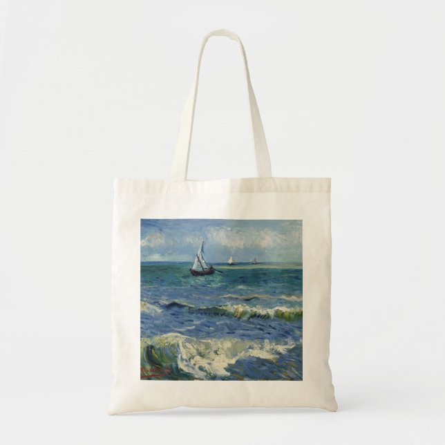 Bolsa Tote Vincent Van Gogh - A paisagem marinha em Saintes-M (Frente)
