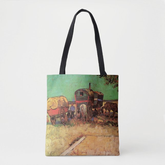 Bolsa Tote Vincent van Gogh - Acampamento de Ciganos Caravana (Frente)