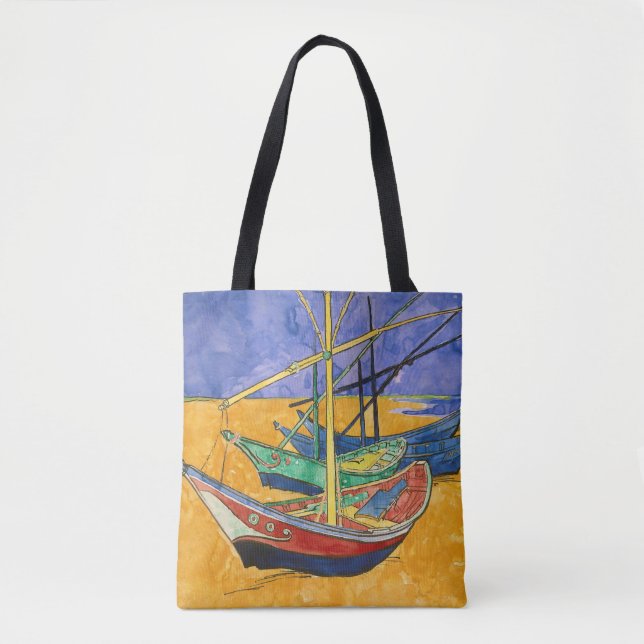 Bolsa Tote Vincent van Gogh - Barcos de Pesca na Praia (Frente)