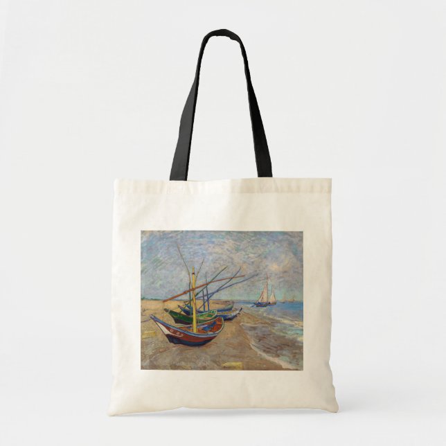 Bolsa Tote Vincent van Gogh - Barcos de Pesca na Praia (Frente)