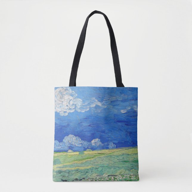 Bolsa Tote Vincent van Gogh - Campos de rodas sob as nuvens d (Frente)