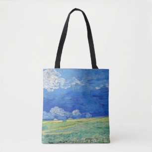 Bolsa Tote Vincent van Gogh - Campos de trigo sob nuvens de t