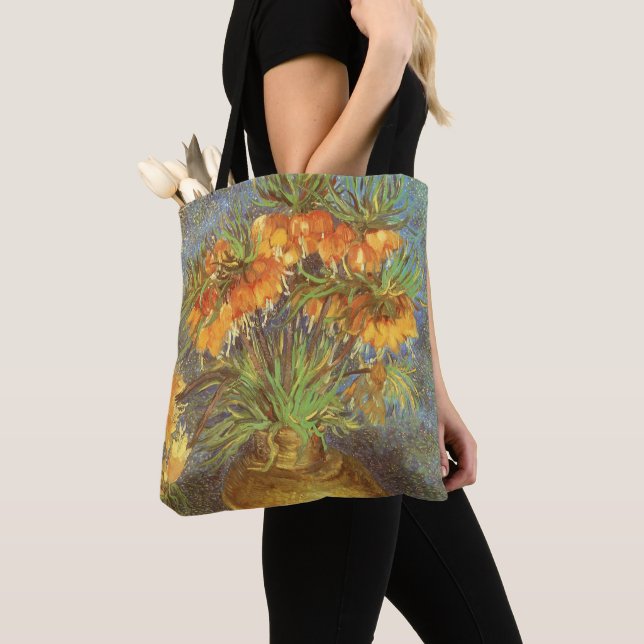 Bolsa Tote Vincent van Gogh - Fritilárias em um Vaso de Cobre (Close Up)