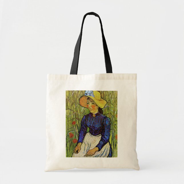 Bolsa Tote Vincent van Gogh - Garota camponesa com chapéu de  (Frente)