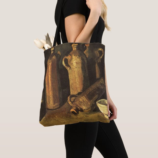 Bolsa Tote Vincent van Gogh - Natureza Morta com 4 Garrafas d (Close Up)