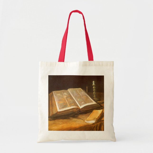 Bolsa Tote Vincent van Gogh - Natureza-Morta com Bíblia (Frente)