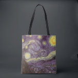 Bolsa Tote Vincent van Gogh - Noite Estrelada<br><div class="desc">Starry Night (1889), por Vincent van Gogh, é um apos impressionismo de pintura paisagística de arte. Uma vista de uma cidade num vale à noite com as nuvens a girar, as estrelas a brilhar e uma bela lua ouro amarela. Foi pintado durante o dia pela memória e é a pintura...</div>
