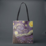 Bolsa Tote Vincent van Gogh - Noite Estrelada<br><div class="desc">Starry Night (1889), por Vincent van Gogh, é um apos impressionismo de pintura paisagística de arte. Uma vista de uma cidade num vale à noite com as nuvens a girar, as estrelas a brilhar e uma bela lua ouro amarela. Foi pintado durante o dia pela memória e é a pintura...</div>