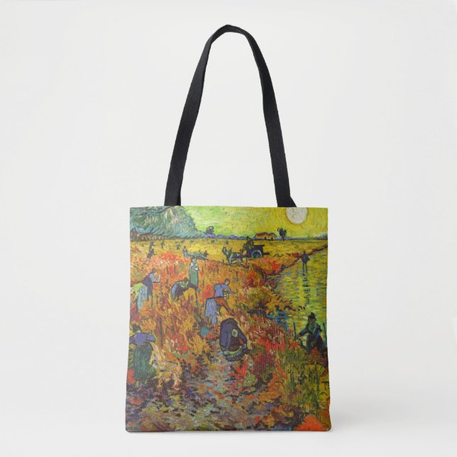Bolsa Tote Vincent van Gogh - O Vineyard Vermelho (Frente)