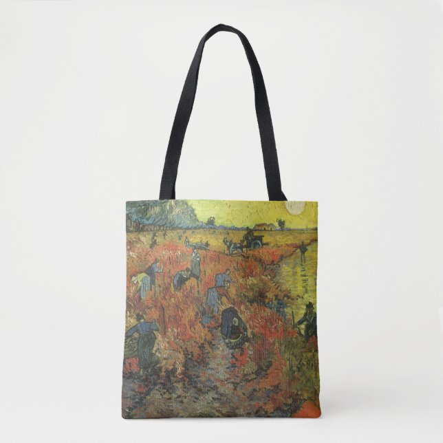 Bolsa Tote Vincent van Gogh - O Vineyard Vermelho (Frente)