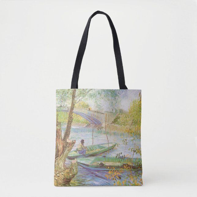 Bolsa Tote Vincent van Gogh Pescando na Primavera, Pont de Cl (Frente)