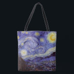 Bolsa Tote Vincent Van Gogh Starry Night Vintage Fine Art<br><div class="desc">Vincent van Gogh Starry Night Fine Art Painting Starry Night Starry Night é uma pintura do artista poste-impressionista holandês Vincent van Gogh. O céu azul à noite está cheio de nuvens, estrelas e uma lua crescente brilhante. A Noite Estrelada é a única noturna na série de visões da janela do...</div>