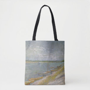Bolsa Tote Vincent van Gogh - Vista de um rio com Barcos Rema