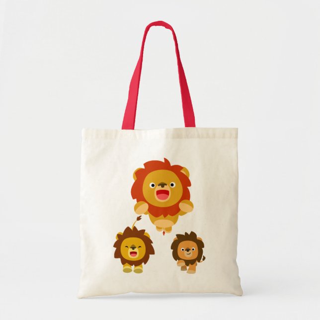 Bolsa Tote "Vindo!" Três Bag de Leões de Cartoon Bonitos (Frente)