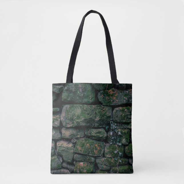 Bolsa Tote Vinhas castanhas em blocos de pedra empilhados (Frente)
