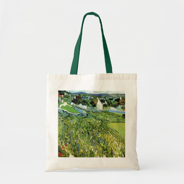 Bolsa Tote Vinhas com Vista para Auvers por Vincent van Gogh (Frente)