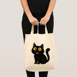 Bolsa Tote Vinheta Preta Engraçado com Olhos Amarelos