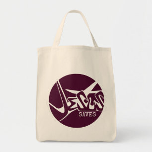 Bolsa Tote Vinho Borgonha Jesus salva Grafite