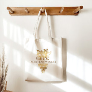 Bolsa Tote vinho de vinificação negócios uvas de ouro mono