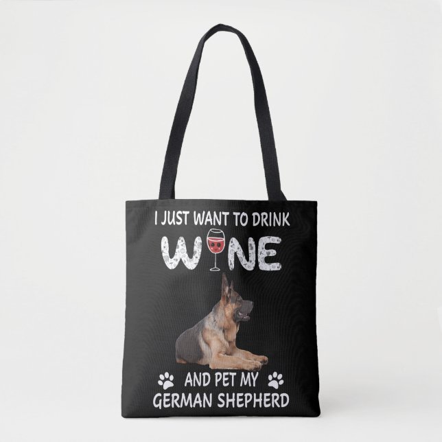 Bolsa Tote Vinho E Pet Meu German shepherd (Frente)