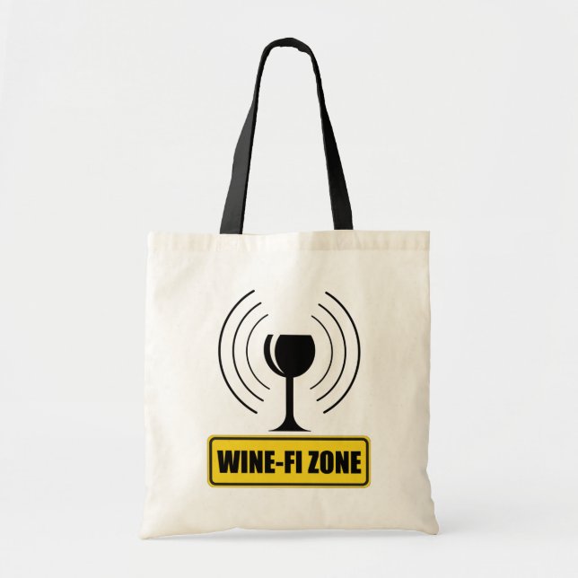 Bolsa Tote Vinho Engraçado Zona Vinho Engraçado Ondas Wi-Fi (Frente)