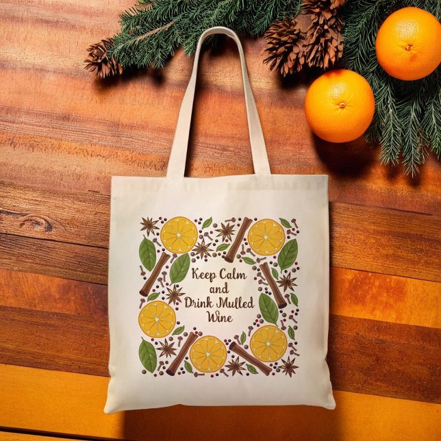 Bolsa Tote Vinho malhado de Natal apimentado (Christmas mulled wine spicy tote bag)