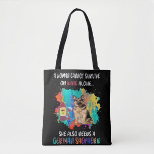 Bolsa Tote Vinho Sozinha Ela Também Precisa De Um German shep