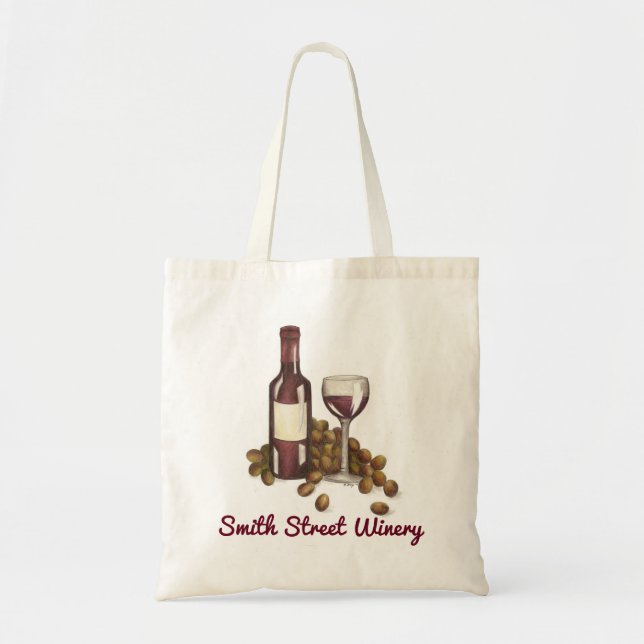Bolsa Tote Vinho Tinto Comprado Vidro Vidro Uva Tote Bag (Frente)