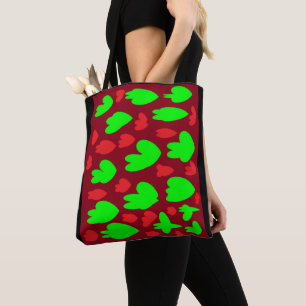 Bolsa Tote Vinho tinto e verde limão com padrão