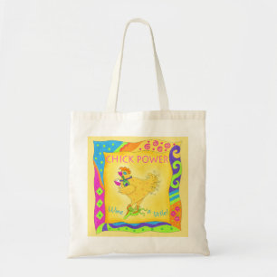 Bolsa Tote Vinho, um pouco de energia Pintinho, amarelo
