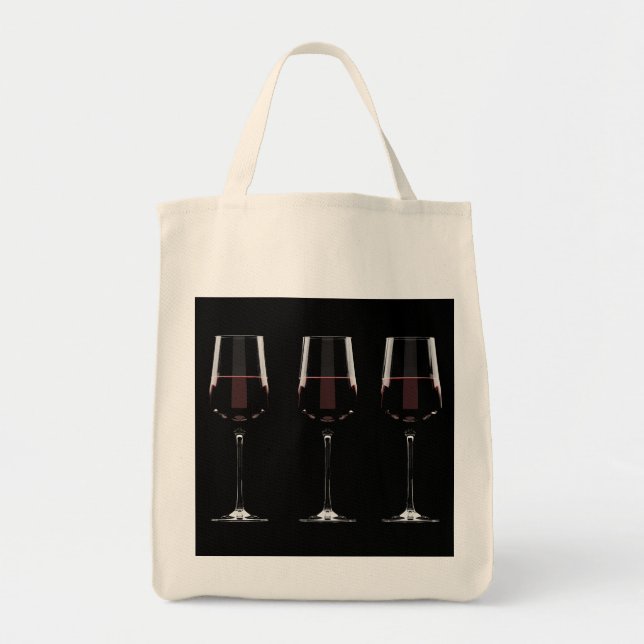 Bolsa Tote Vinhos com vinho tinto em preto (Frente)