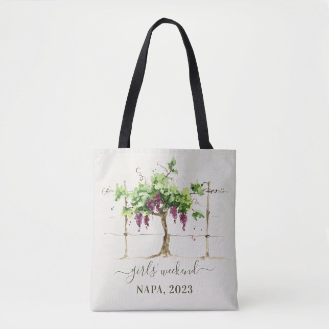 Bolsa Tote Vinícola com Aquarela para Fim de Seman (Frente)