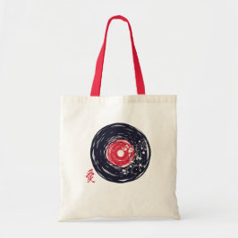 Bolsa Tote Vinil Record Retro Grunge Com Sakura Blossomo