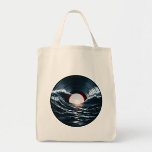 Bolsa Tote Vinil Vintage Onda Surf Música Retro Oceano