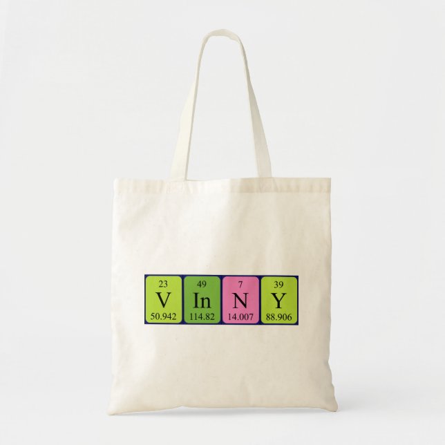 Bolsa Tote Vinny periódico nome da mesa tote saco (Frente)