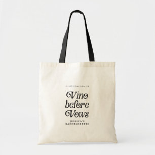 Bolsa Tote Vino Antes das Vows Bachelorette retrô mínimo