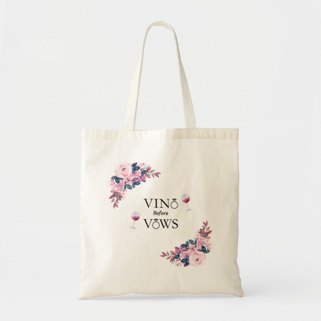 Bolsa Tote Vino Antes do Vows Chá de panela Floral (Frente)
