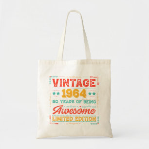 Bolsa Tote Vintage 1964 feita em 1964 60º Aniversário 60 Anos