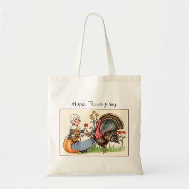 Bolsa Tote vintage ação de graças (Frente)