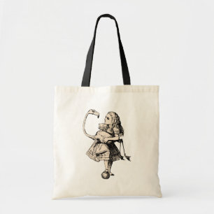 Bolsa Tote Vintage Alice & Flamingo em Wonderland
