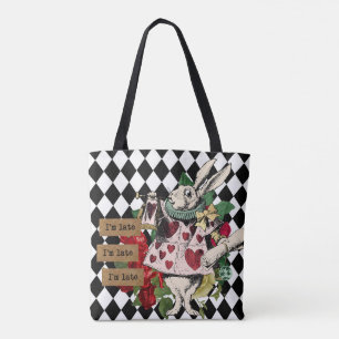 Bolsa Tote Vintage Alice no Coelho Branco da Maravilha