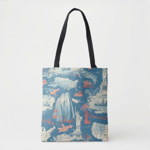 Bolsa Tote Vintage American Landmark Pattern (3)