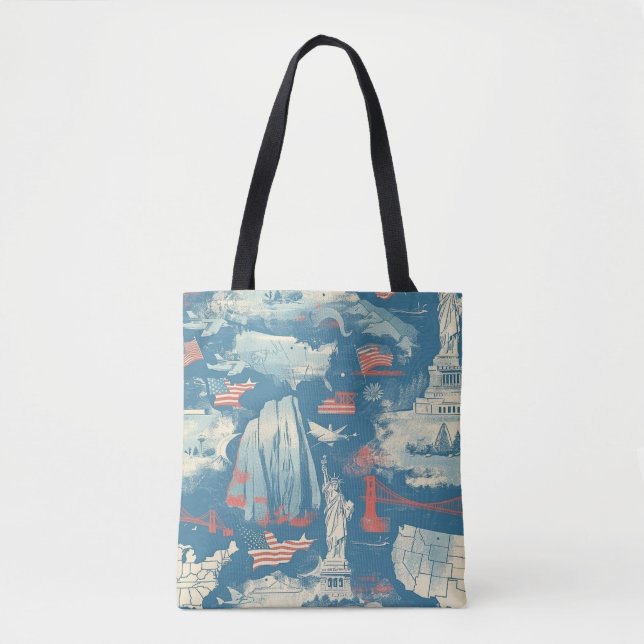 Bolsa Tote Vintage American Landmark Pattern (3) (Frente)