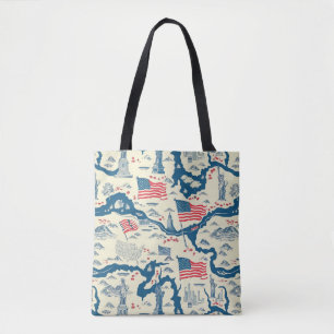 Bolsa Tote Vintage American Landmark Pattern (4)