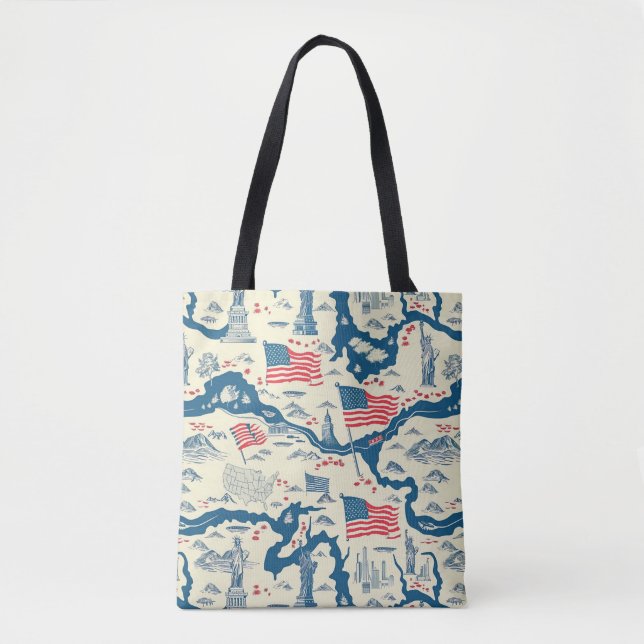 Bolsa Tote Vintage American Landmark Pattern (4) (Frente)