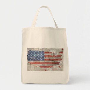 Bolsa Tote Vintage American Patriotic Map Flag Na Parede