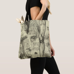 Bolsa Tote Vintage Anatomia Humana Laringe Perna Leonardo da