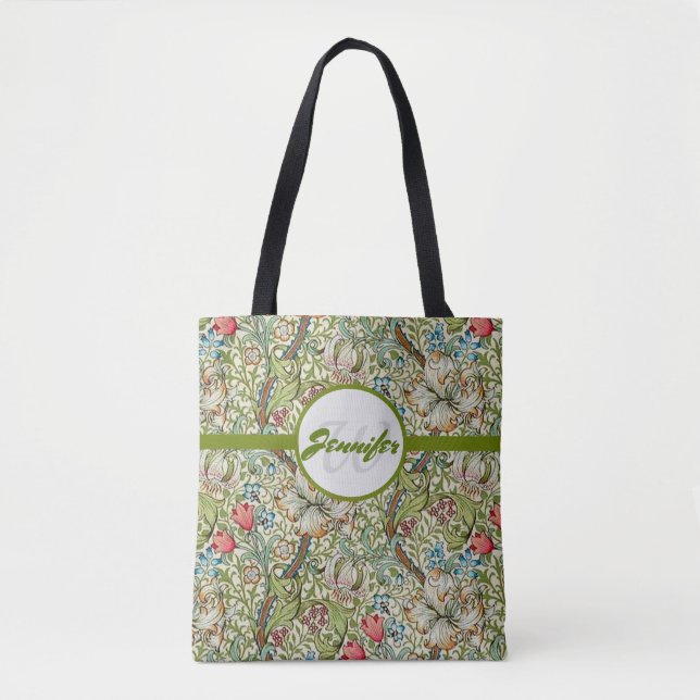 Bolsa Tote Vintage Antique William Morris Floral Impressão (Frente)