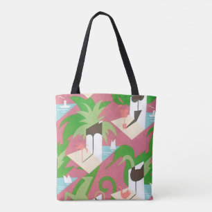 Bolsa Tote Vintage Art Deco Jazz Pochoir Palm Trees and Birds