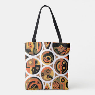 Bolsa Tote Vintage Art Deco Pochoir Círculos Geométricos de J